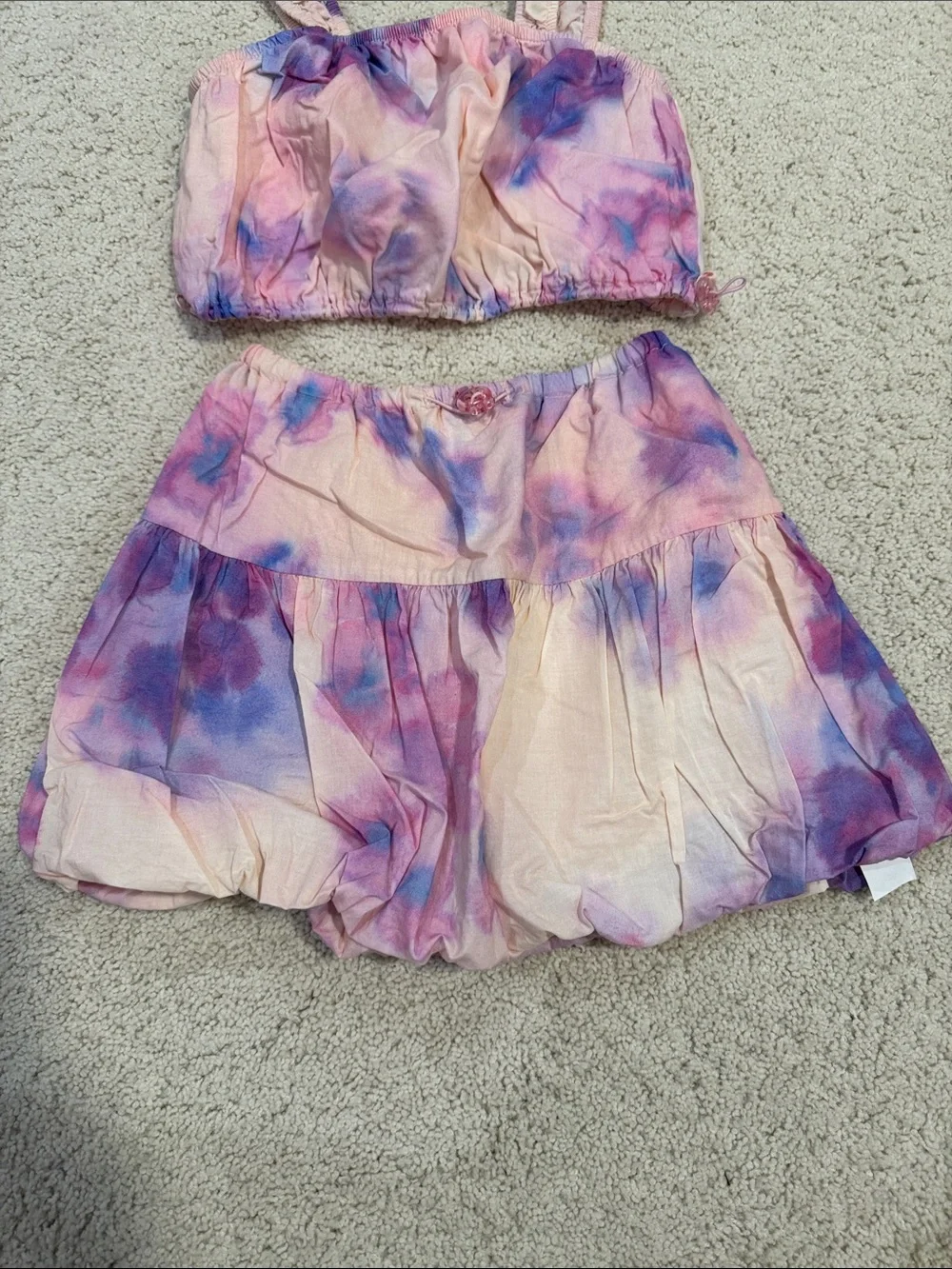 Zara Pink & Purple Tie-Dye Bandeau Top and Skirt Set